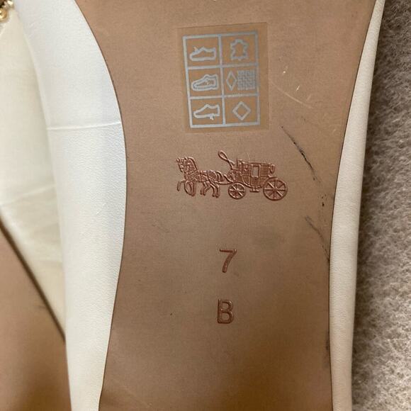 Coach Vonna High Heel Shoe Women’s Sz 7 Chalk Pump Beaded Point Toe - Picture 10 of 11